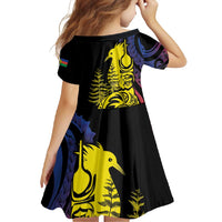 New Caledonia Kanaky Family Matching Summer Maxi Dress and Hawaiian Shirt Stylized Fleche Faitiere With Kagu Bird LT7 - Polynesian Pride