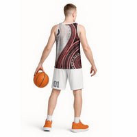 Bula Fiji Vintage Tapa Basketball Jersey Kaivity Masi Wave Motifs - Red