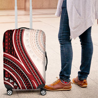 Bula Fiji Vintage Tapa Luggage Cover Kaivity Masi Wave Motifs - Red