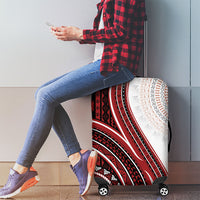 Bula Fiji Vintage Tapa Luggage Cover Kaivity Masi Wave Motifs - Red