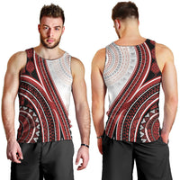 Bula Fiji Vintage Tapa Men Tank Top Kaivity Masi Wave Motifs - Red