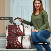 Bula Fiji Vintage Tapa Travel Bag Kaivity Masi Wave Motifs - Red