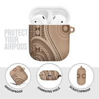 Bula Fiji Vintage Tapa AirPods Case Kaivity Masi Wave Motifs - Mocha