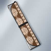 Bula Fiji Vintage Tapa Auto Sun Shade Kaivity Masi Wave Motifs - Mocha