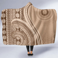 Bula Fiji Vintage Tapa Hooded Blanket Kaivity Masi Wave Motifs - Mocha