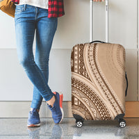 Bula Fiji Vintage Tapa Luggage Cover Kaivity Masi Wave Motifs - Mocha