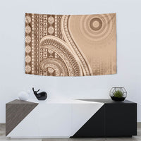 Bula Fiji Vintage Tapa Tapestry Kaivity Masi Wave Motifs - Mocha