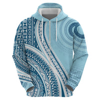 Bula Fiji Vintage Tapa Hoodie Kaivity Masi Wave Motifs - Turquoise