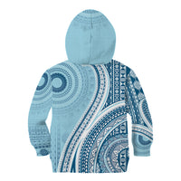 Bula Fiji Vintage Tapa Kid Hoodie Kaivity Masi Wave Motifs - Turquoise