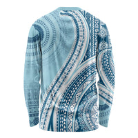 Bula Fiji Vintage Tapa Long Sleeve Shirt Kaivity Masi Wave Motifs - Turquoise