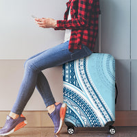 Bula Fiji Vintage Tapa Luggage Cover Kaivity Masi Wave Motifs - Turquoise