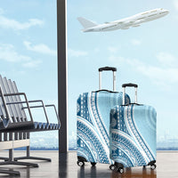 Bula Fiji Vintage Tapa Luggage Cover Kaivity Masi Wave Motifs - Turquoise