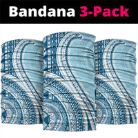 Bula Fiji Vintage Tapa Neck Gaiter Kaivity Masi Wave Motifs - Turquoise