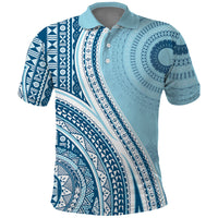 Bula Fiji Vintage Tapa Polo Shirt Kaivity Masi Wave Motifs - Turquoise