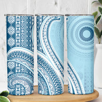 Bula Fiji Vintage Tapa Skinny Tumbler Kaivity Masi Wave Motifs - Turquoise LT7 - Polynesian Pride