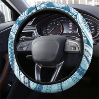 Bula Fiji Vintage Tapa Steering Wheel Cover Kaivity Masi Wave Motifs - Turquoise