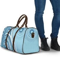 Bula Fiji Vintage Tapa Travel Bag Kaivity Masi Wave Motifs - Turquoise