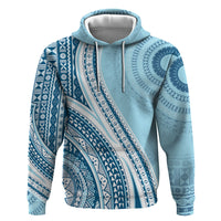 Bula Fiji Vintage Tapa Zip Hoodie Kaivity Masi Wave Motifs - Turquoise