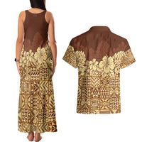 Niue Hiapo Motif Couples Matching Tank Maxi Dress and Hawaiian Shirt Tapa Classic LT7 - Polynesian Pride