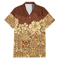 Niue Hiapo Motif Family Matching Mermaid Dress and Hawaiian Shirt Tapa Classic LT7 Dad's Shirt - Short Sleeve Beige - Polynesian Pride