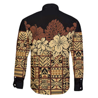 Niue Hiapo Motif Family Matching Summer Maxi Dress and Hawaiian Shirt Tapa Classic - Black Ver LT7 - Polynesian Pride
