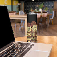 Niue Hiapo Motif Skinny Tumbler Tapa Classic - Black Ver LT7 - Polynesian Pride