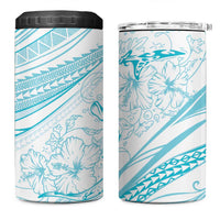 Sharks Couple Dreamy Polynesians Floral Sea 4 in 1 Can Cooler Tumbler Turquoise LT7 One Size: 16 oz Turquoise - Polynesian Pride