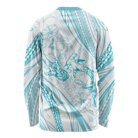 Sharks Couple Dreamy Polynesians Floral Sea Long Sleeve Shirt Turquoise - Polynesian Pride