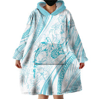 Sharks Couple Dreamy Polynesians Floral Sea Wearable Blanket Hoodie Turquoise LT7 - Polynesian Pride