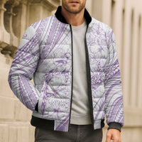 Sharks Couple Dreamy Polynesians Floral Sea Bomber Puffer Jacket Lilac - Polynesian Pride