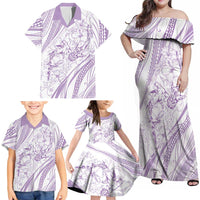 Sharks Couple Dreamy Polynesians Floral Sea Family Matching Off Shoulder Maxi Dress and Hawaiian Shirt Lilac LT7 - Polynesian Pride