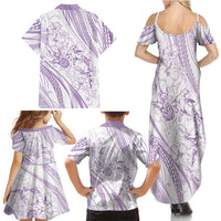 Sharks Couple Dreamy Polynesians Floral Sea Family Matching Summer Maxi Dress and Hawaiian Shirt Lilac LT7 - Polynesian Pride