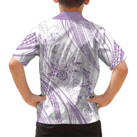 Sharks Couple Dreamy Polynesians Floral Sea Kid Hawaiian Shirt Lilac - Polynesian Pride