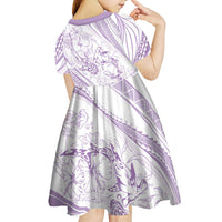 Sharks Couple Dreamy Polynesians Floral Sea Kid Short Sleeve Dress Lilac LT7 - Polynesian Pride