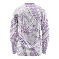 Sharks Couple Dreamy Polynesians Floral Sea Long Sleeve Shirt Lilac - Polynesian Pride