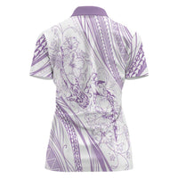 Sharks Couple Dreamy Polynesians Floral Sea Women Polo Shirt Lilac LT7 - Polynesian Pride