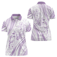 Sharks Couple Dreamy Polynesians Floral Sea Women Polo Shirt Lilac LT7 - Polynesian Pride
