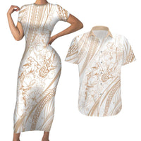 Sharks Couple Dreamy Polynesians Floral Sea Couples Matching Short Sleeve Bodycon Dress and Hawaiian Shirt Hazel LT7 Hazel - Polynesian Pride