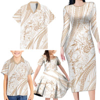 Sharks Couple Dreamy Polynesians Floral Sea Family Matching Long Sleeve Bodycon Dress and Hawaiian Shirt Hazel LT7 - Polynesian Pride