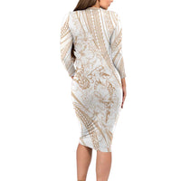Sharks Couple Dreamy Polynesians Floral Sea Family Matching Long Sleeve Bodycon Dress and Hawaiian Shirt Hazel LT7 - Polynesian Pride