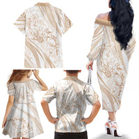Sharks Couple Dreamy Polynesians Floral Sea Family Matching Off The Shoulder Long Sleeve Dress and Hawaiian Shirt Hazel LT7 - Polynesian Pride