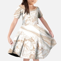 Sharks Couple Dreamy Polynesians Floral Sea Family Matching Short Sleeve Bodycon Dress and Hawaiian Shirt Hazel LT7 Daughter's Dress Hazel - Polynesian Pride