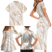 Sharks Couple Dreamy Polynesians Floral Sea Family Matching Short Sleeve Bodycon Dress and Hawaiian Shirt Hazel LT7 - Polynesian Pride