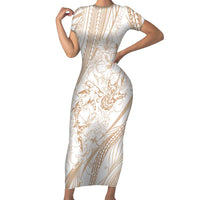 Sharks Couple Dreamy Polynesians Floral Sea Family Matching Short Sleeve Bodycon Dress and Hawaiian Shirt Hazel LT7 Mom's Dress Hazel - Polynesian Pride