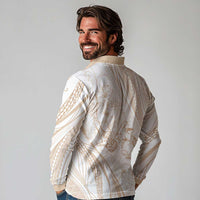 Sharks Couple Dreamy Polynesians Floral Sea Long Sleeve Polo Shirt Hazel - Polynesian Pride