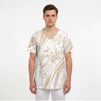 Sharks Couple Dreamy Polynesians Floral Sea Scrub Top Hazel - Polynesian Pride