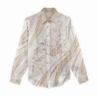 Sharks Couple Dreamy Polynesians Floral Sea Women Casual Shirt Hazel LT7 - Polynesian Pride