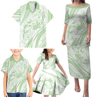 Sharks Couple Dreamy Polynesians Floral Sea Family Matching Puletasi and Hawaiian Shirt Emerald LT7 - Polynesian Pride