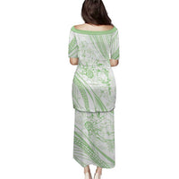 Sharks Couple Dreamy Polynesians Floral Sea Family Matching Puletasi and Hawaiian Shirt Emerald LT7 - Polynesian Pride