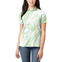 Sharks Couple Dreamy Polynesians Floral Sea Women Polo Shirt Emerald LT7 - Polynesian Pride